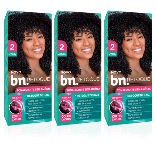 Kit Tonalizante Preto Clássico 2.0 Sem Amônia 90g (3 itens) | bn.Cachos Kit Tonalizante Preto Clássico 2.0 Sem Amônia 90g (3 itens) | bn.Cachos